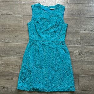 Halogen Turquoise Lace Mini Dress